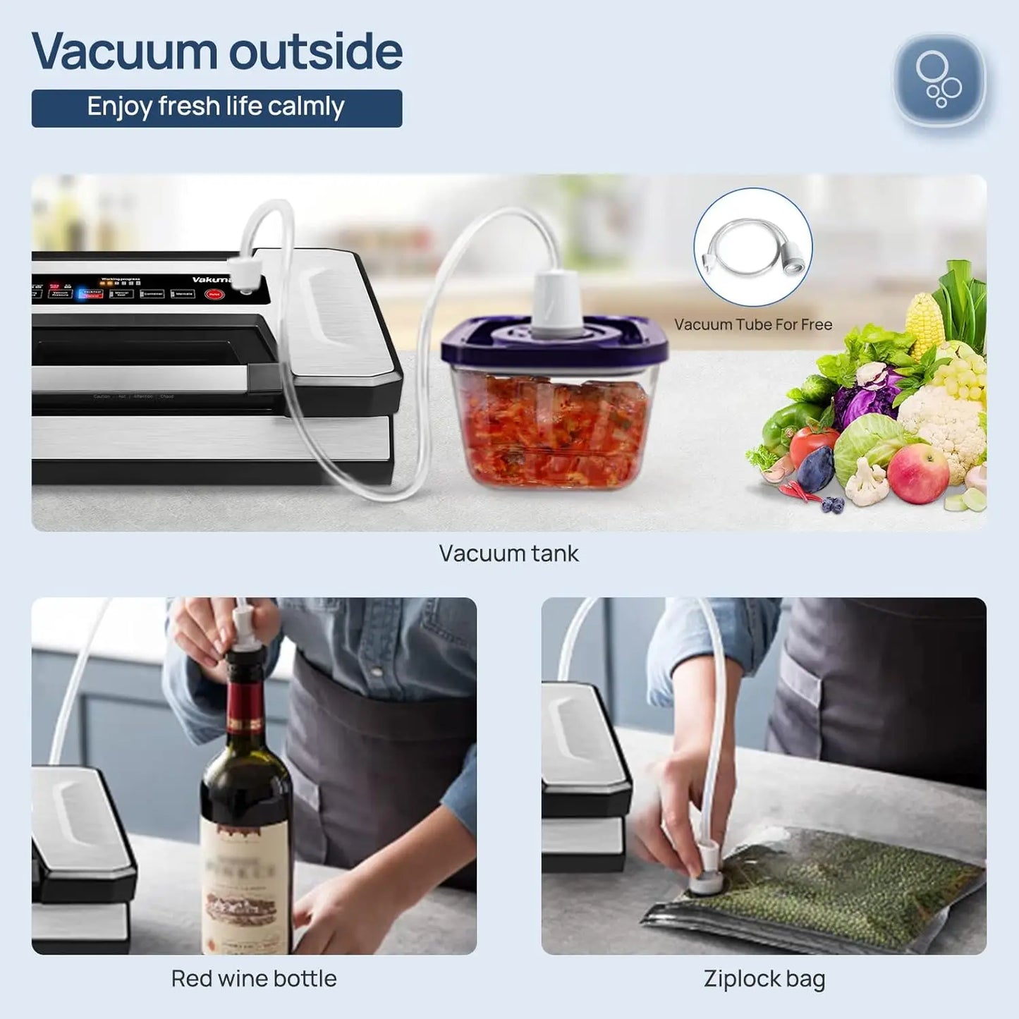 Vakumar Vacuum Sealer Machine, 90Kpa Food Vacuum Sealer