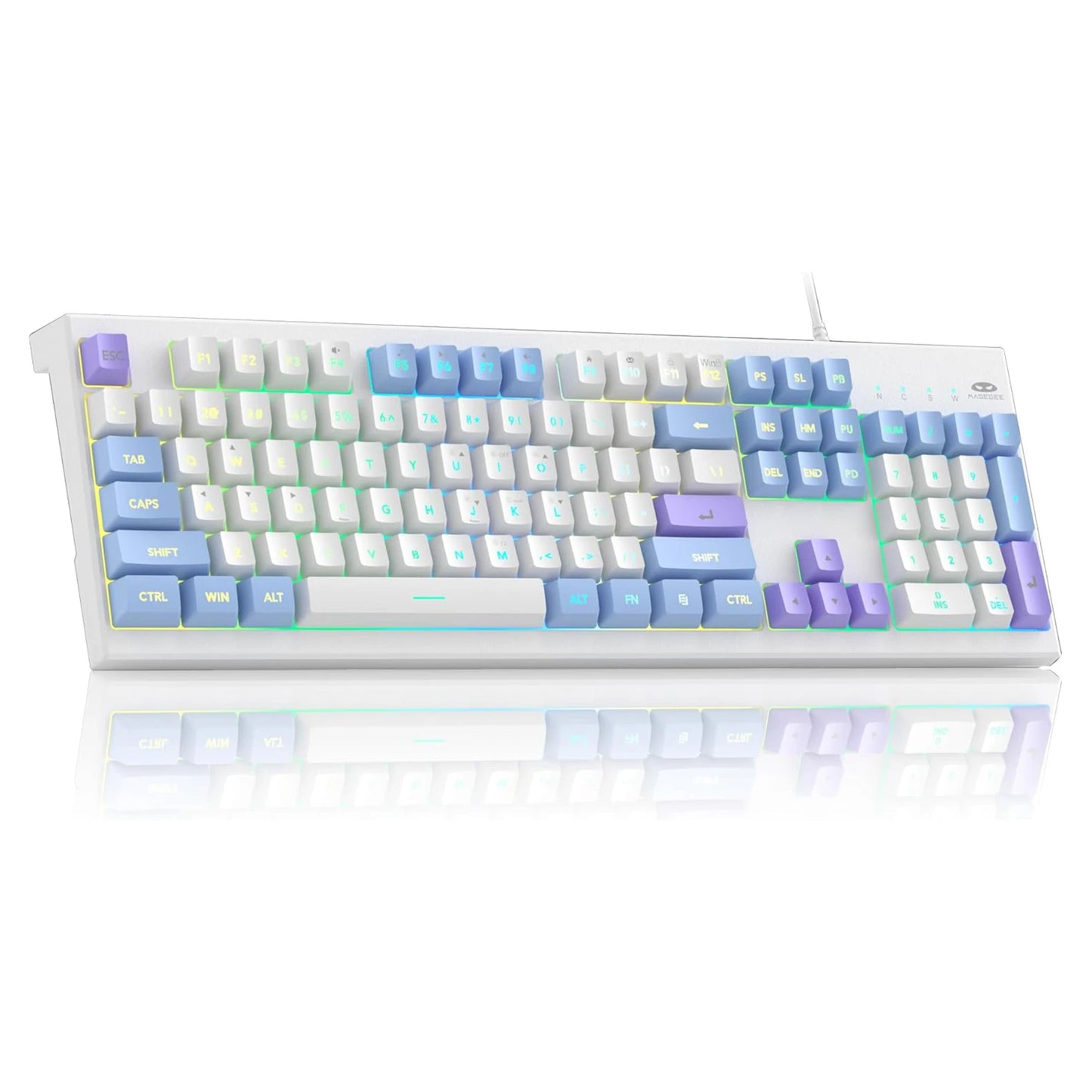 MageGee Creamy Keyboards,K2 Classic Keyboard Wired RGB Backlit 104 Keys Waterproof Ergonomic Keyboard, PC Keyboards for PC/laptop