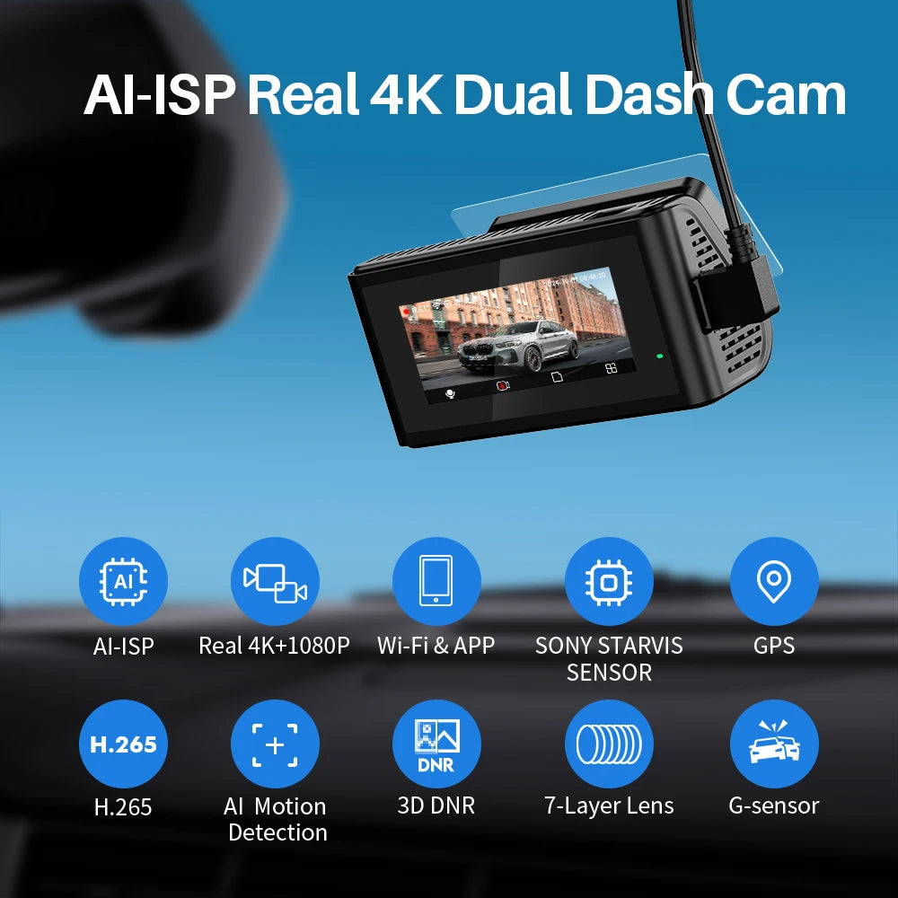 KAWA D11 Front and Rear Dash Cam 4K WiFi