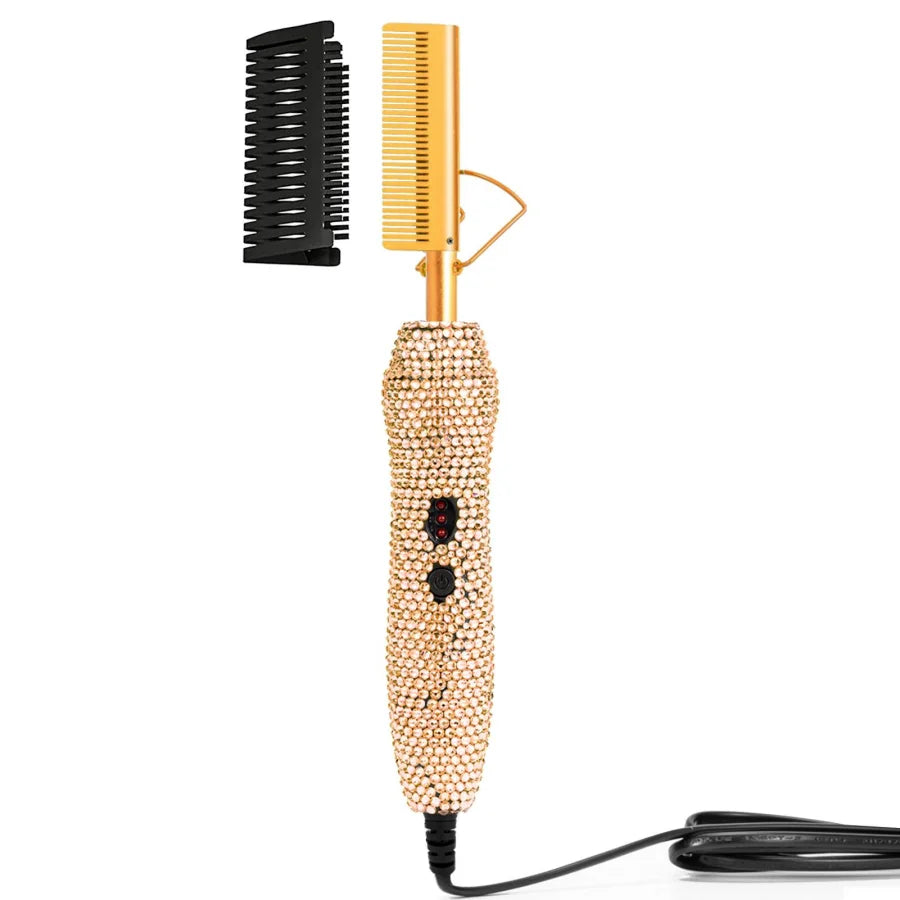 GOIPLE 3-In-1 Electric Hot Press Straightening Curler Comb Set