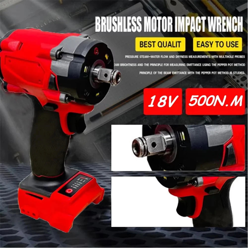 Magnitt Brushless Impact Wrench 500N.m Electric Driver 1/2"