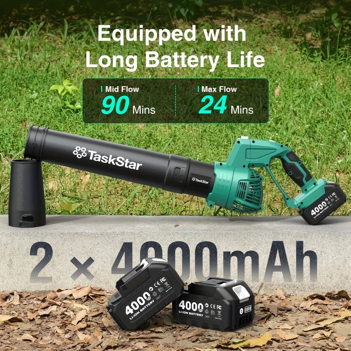 Taskstar Leaf Blower for Lawn 550CFM Electric Cordless
