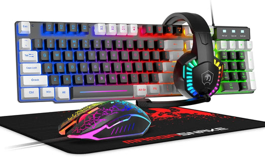 MANBASNAKE T11 Wired Gaming Keyboard and Mouse Headset Combo