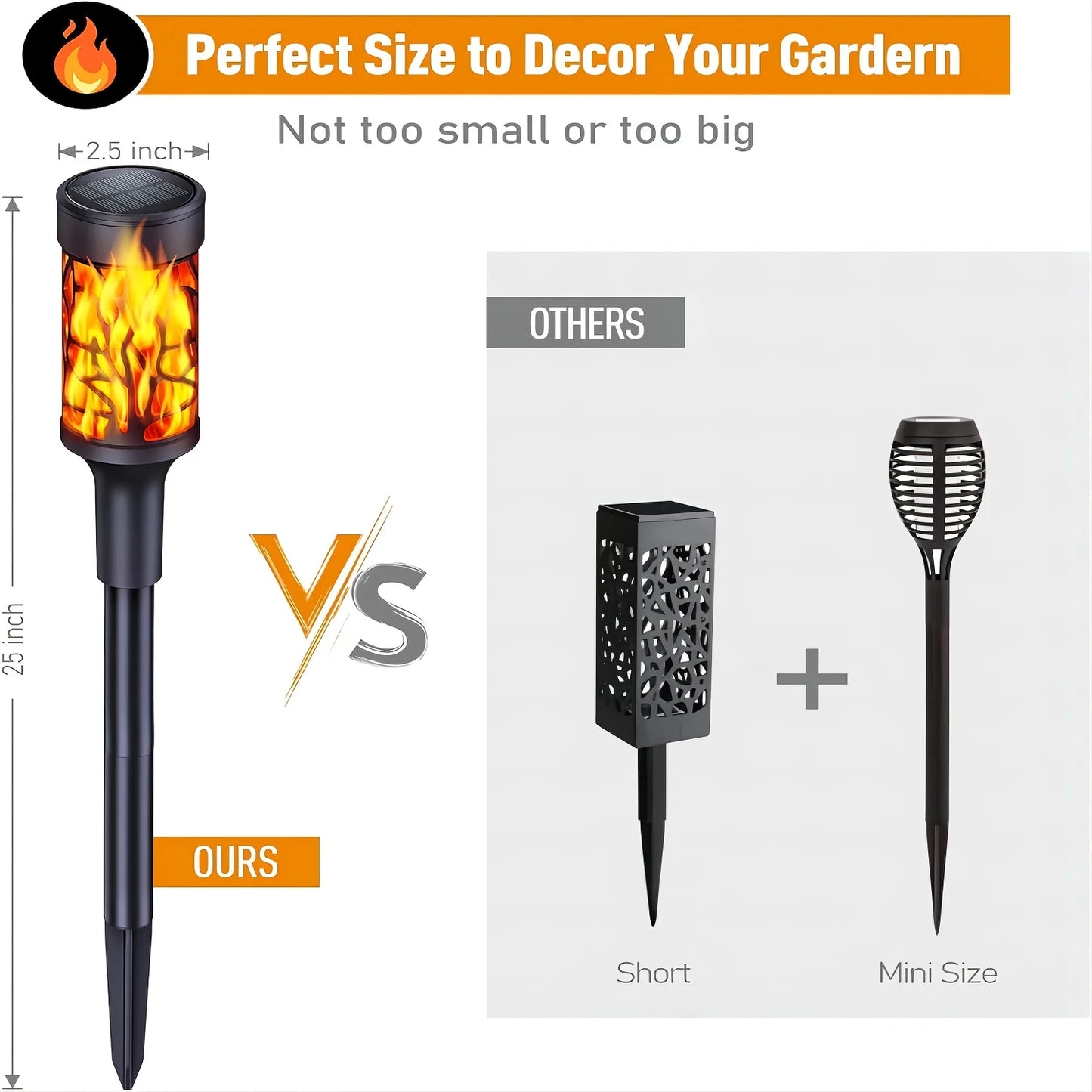 6/12Pack Solar Lights Outdoor, IPX5 Waterproof, Flame Torches