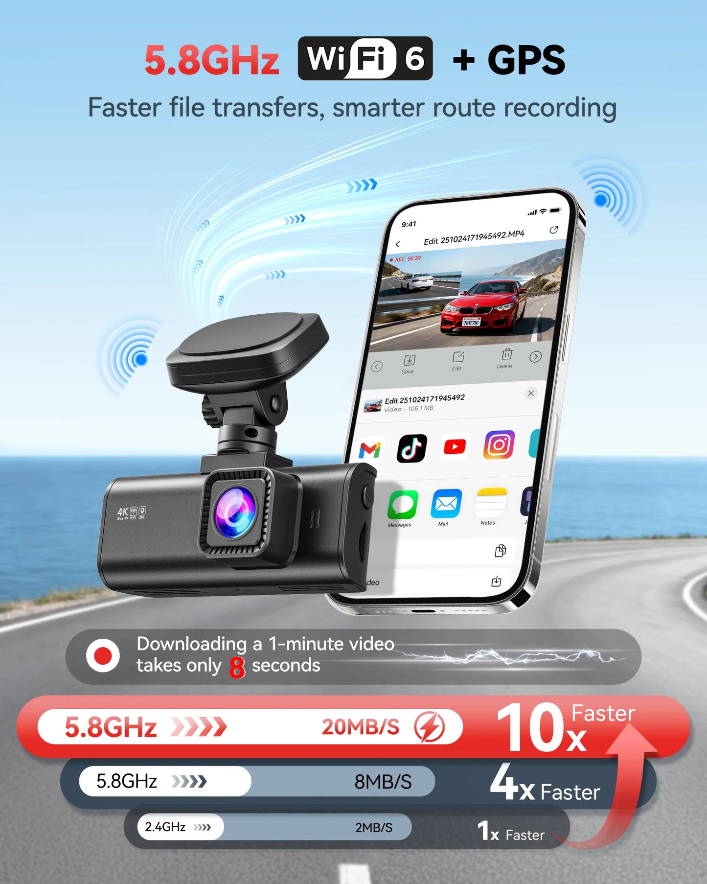 REDTIGER F7N Dash Camera Front and Rear 4k Dash Cam