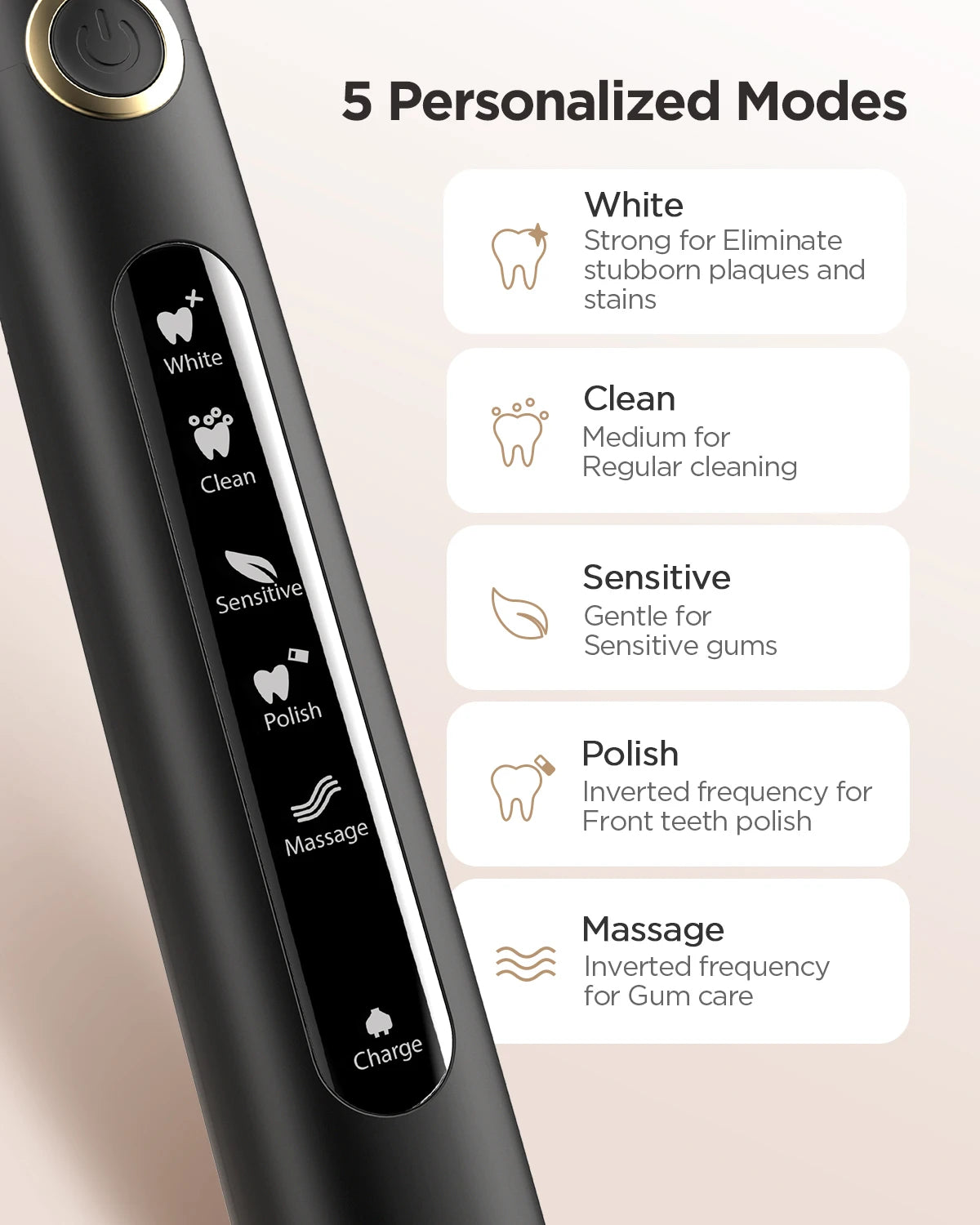Fairywill Electric Sonic Toothbrush USB Chargeable
