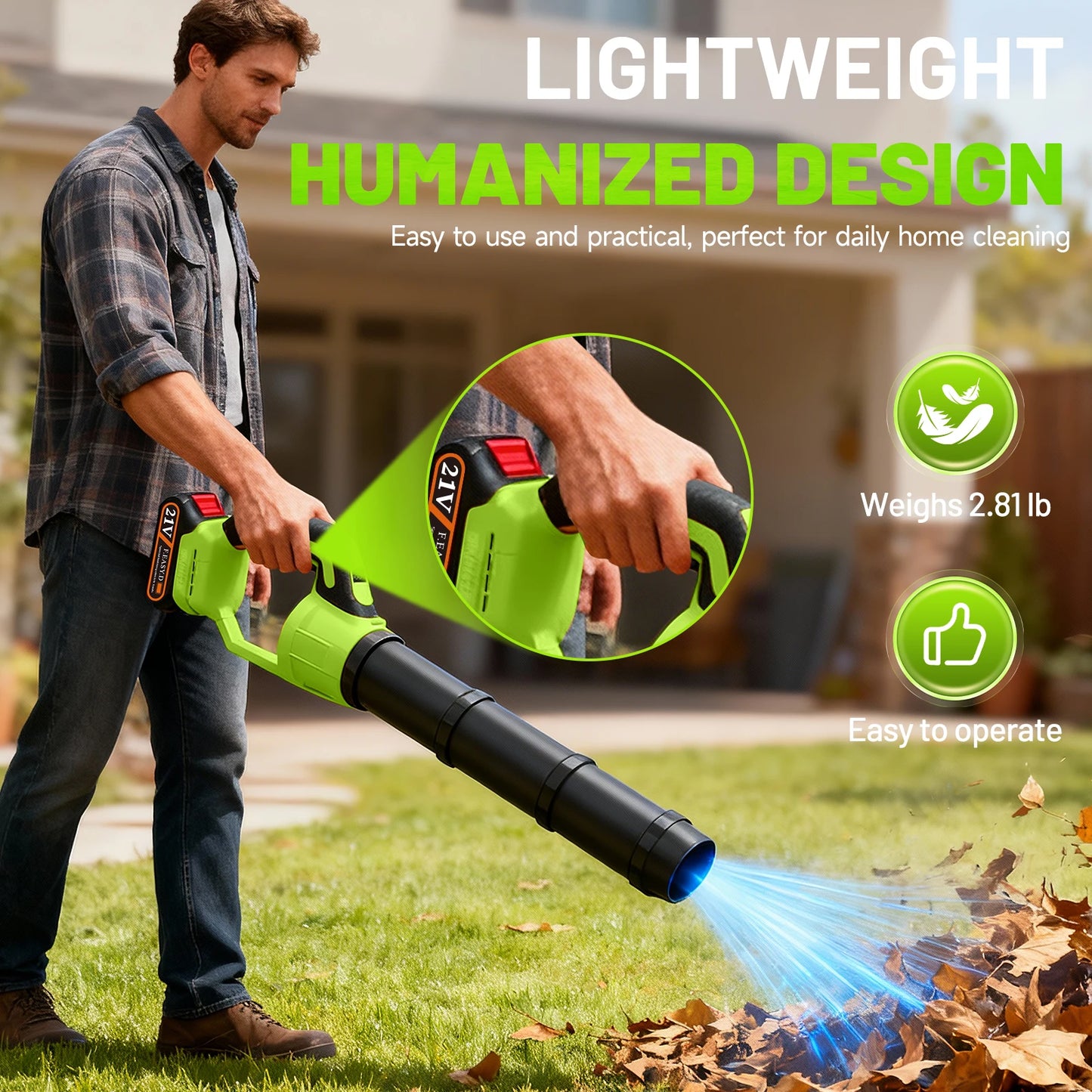 580CFM Cordless Leaf Blower Handheld 180MPH 30000 RPM