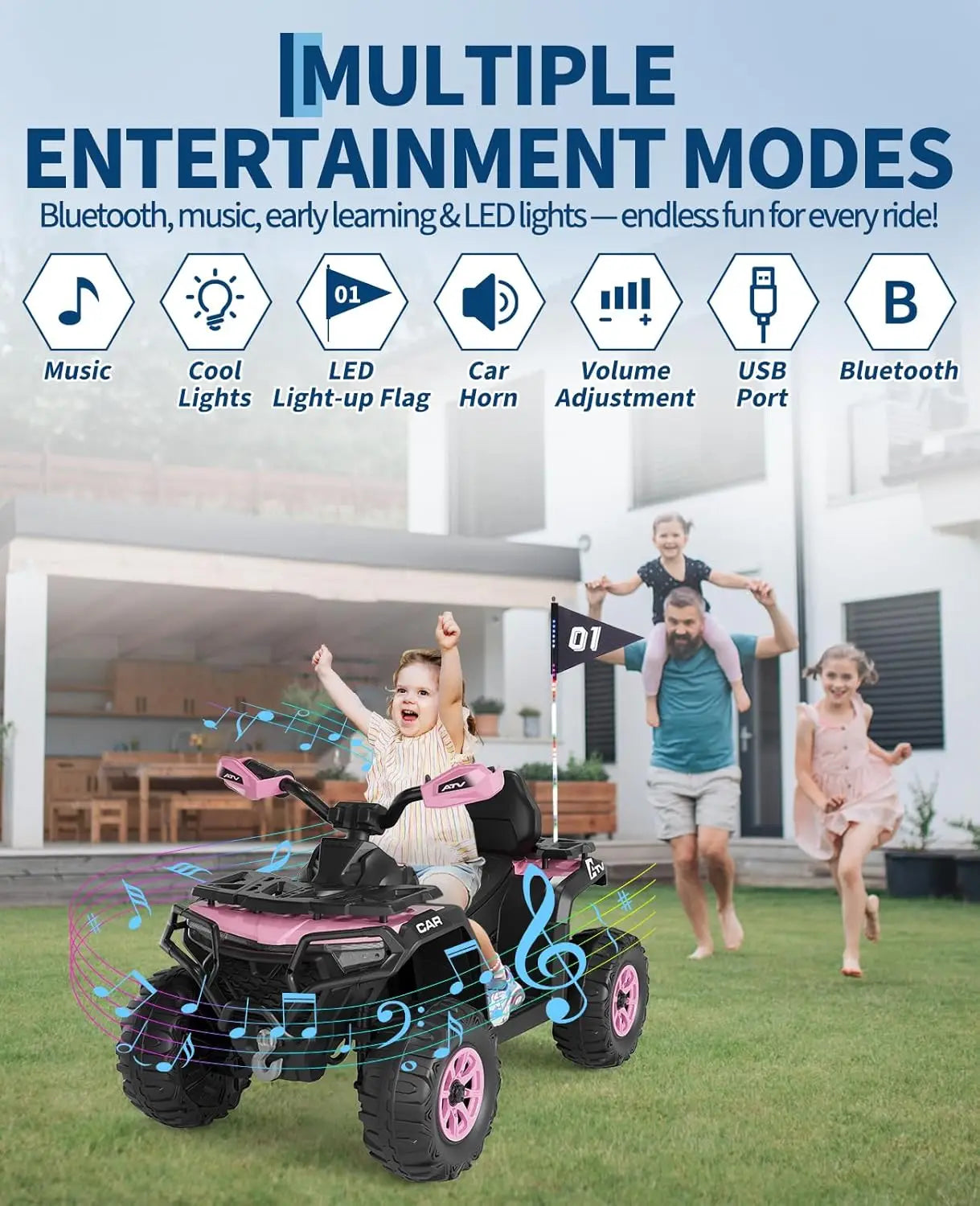 HiMISS 12V Kids Ride-on Electric ATV with Dual 45w Motors