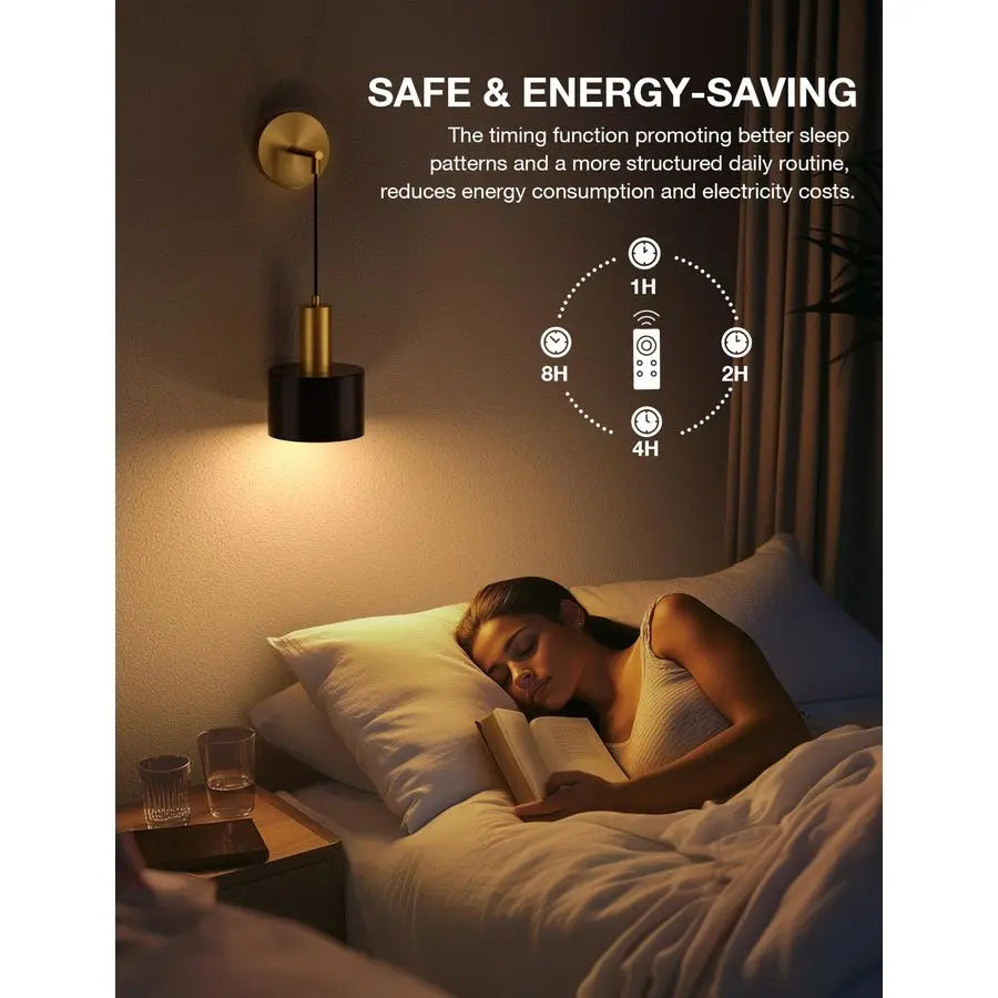 Battery Operated Wall Sconce Set of 2, Gold amp Black Wireless Rechargeable