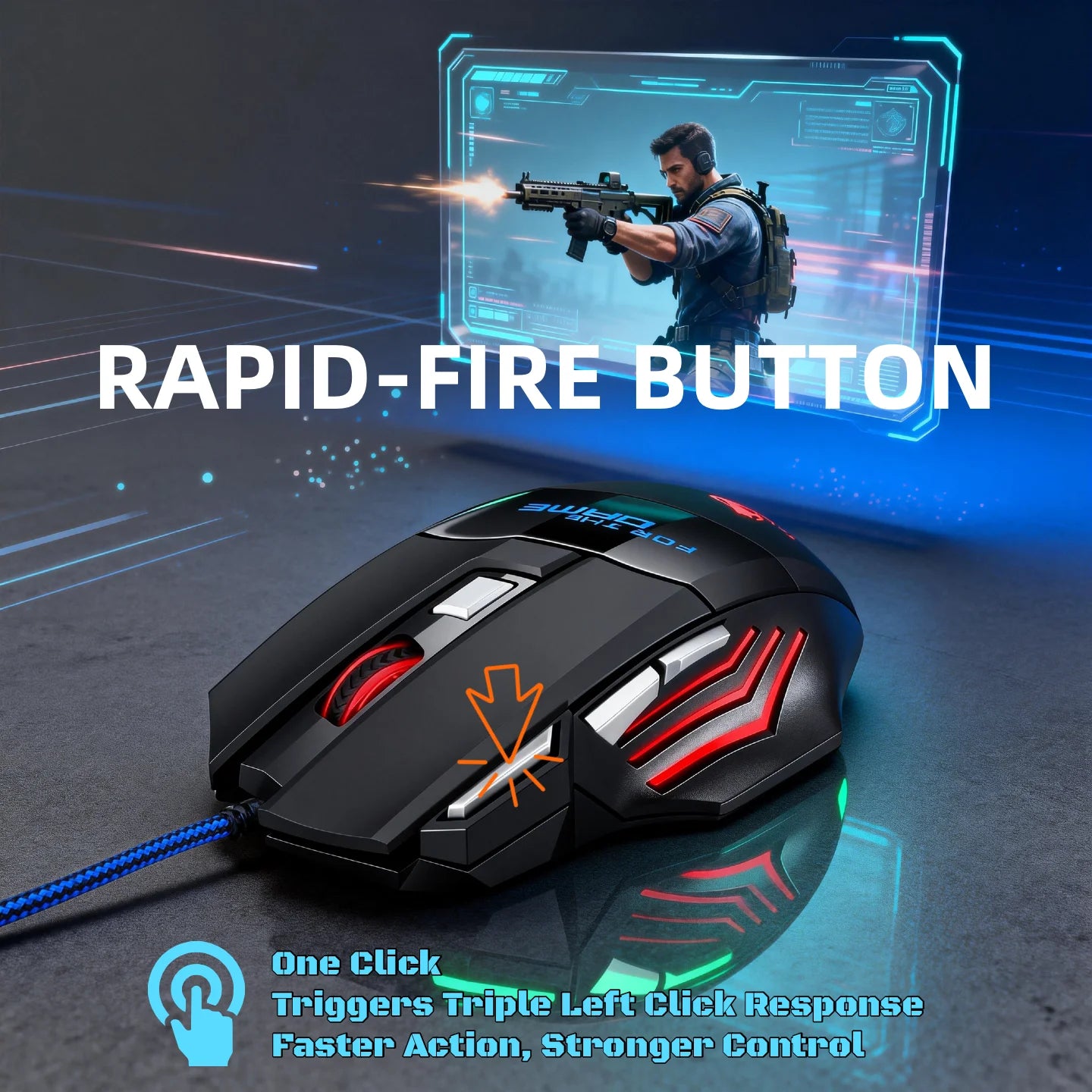 T-WOLF Wired RGB Gaming Mouse 6 Button Optical Adjustable DPI