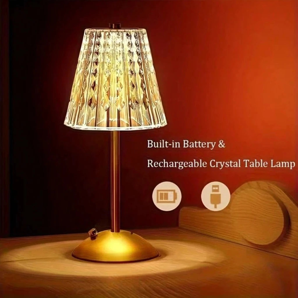 1/2 pcs Rechargeable Crystal Table Lamp with Touch Dimmable