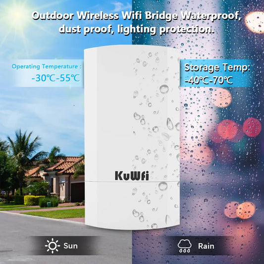 KuWfi 300Mbps Outdoor CPE Bridge 2.4Ghz Wireless WiFi Router