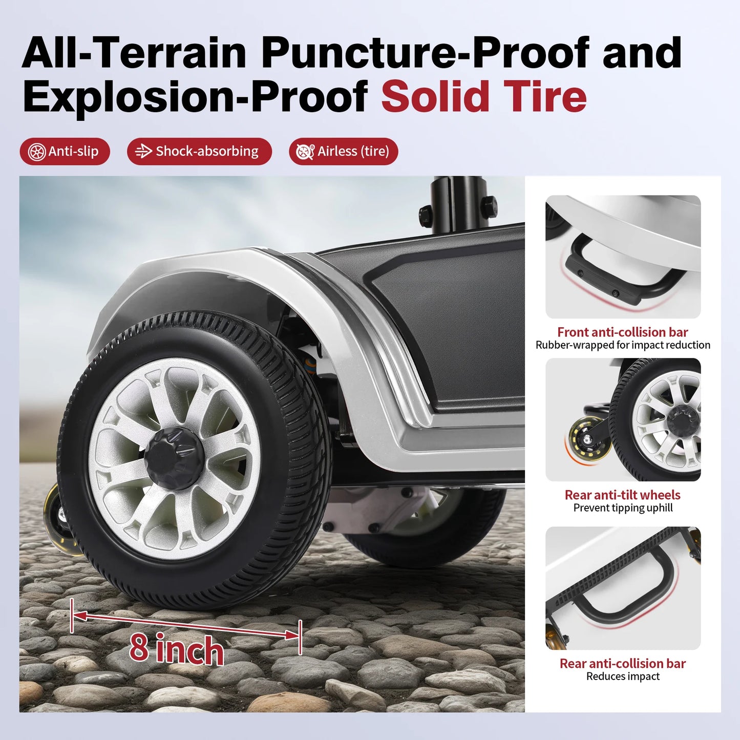 Unificare Silver 12Ah Foldable 4 Wheel Mobility Scooter