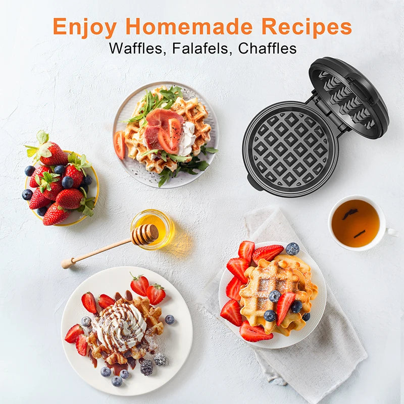 Crownful 350W Mini Waffle Maker Electric Breakfast Maker Multi Functional