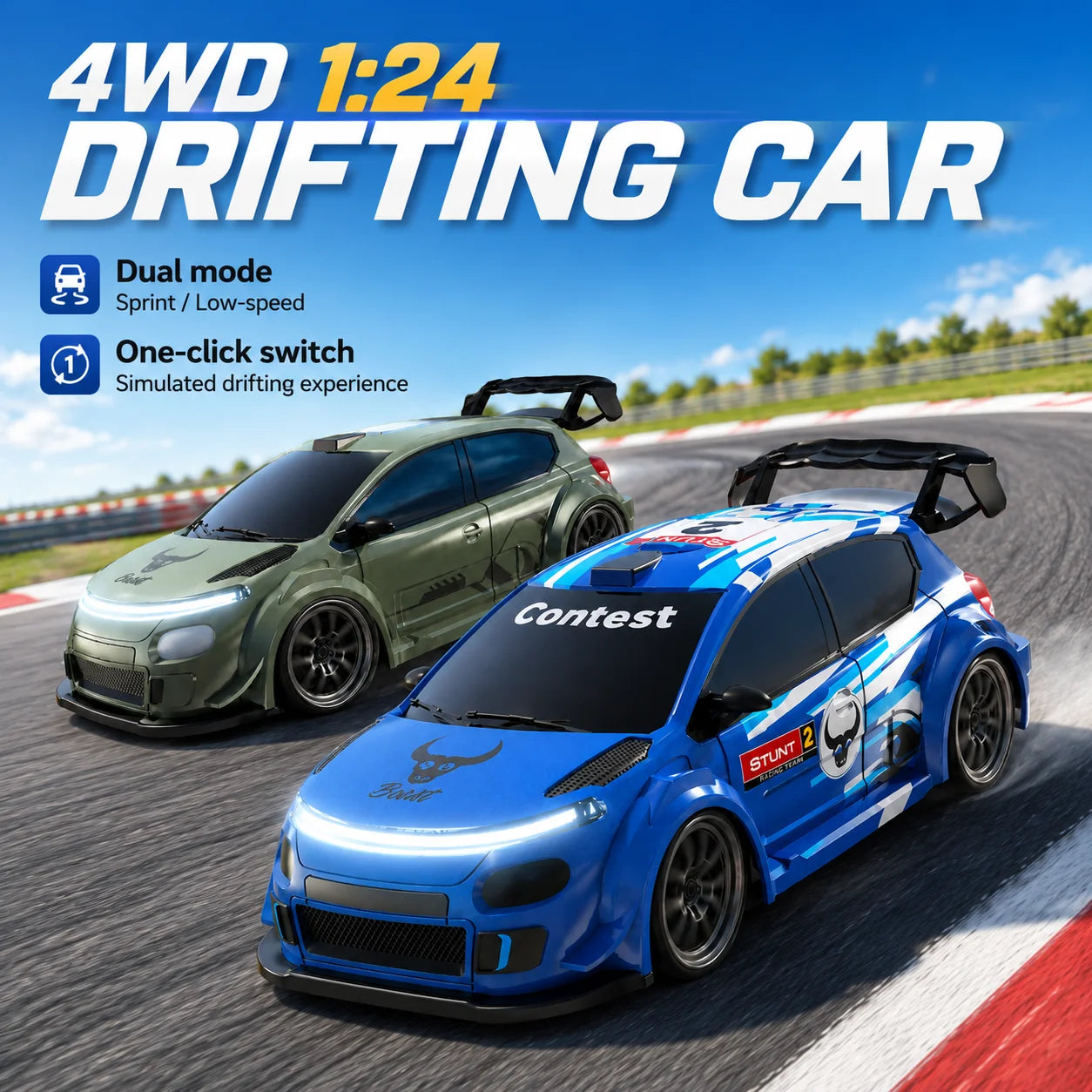 ZNLYRION SG718 1: 24 Scale 4WD RC Drift Car With Replaceable Racing Drift Tires