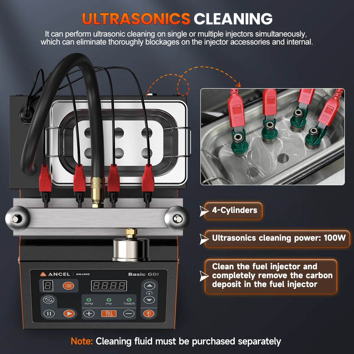 ANCEL ANJ400 GDI Fuel Injector Cleaner Tester Machine