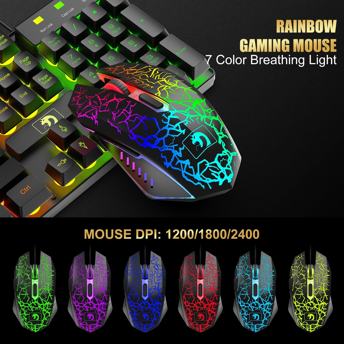 MANBASNAKE T11 Wired Gaming Keyboard and Mouse Headset Combo