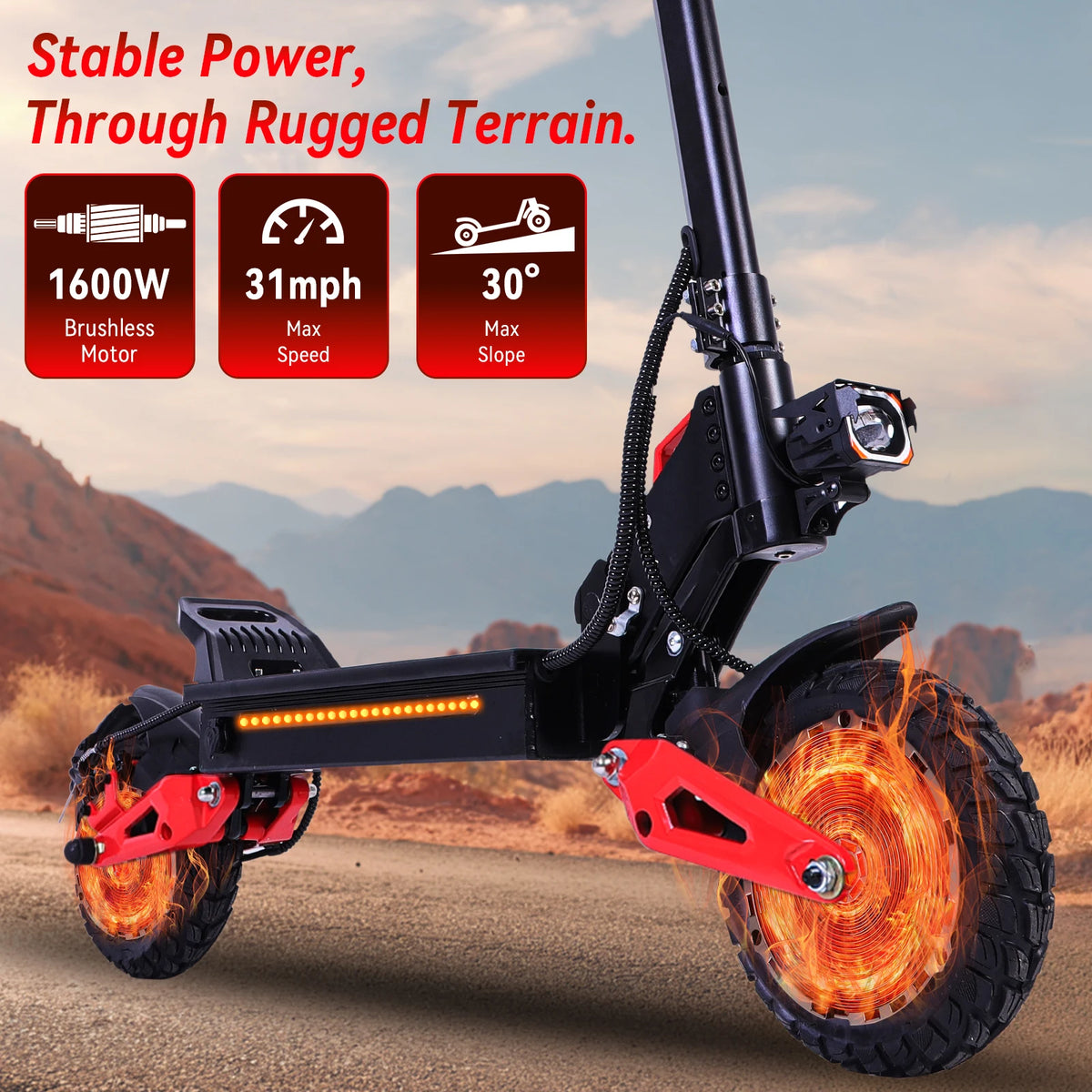 OBARTER J15 Electric Scooter Adult 1600W Motor 11-Inch Off-Road Tires 48V18AH Battery Max Speed 31mph Range 27-30 Miles Electric Scooter