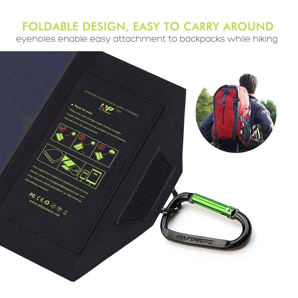 ALLPOWERS Foldable Solar Panel 5V 21W Portable Solar Charger