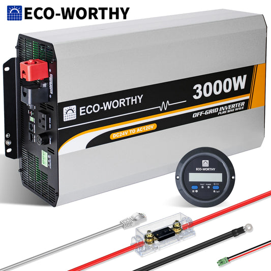 ECO-WORTHY 3000W Pure Sine Wave Solar Power Inverter 24V DC to 120V AC