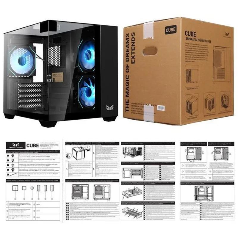 Yeah Magic CUBE MATX PC Case 270° Panoramic View Ultra-Clear