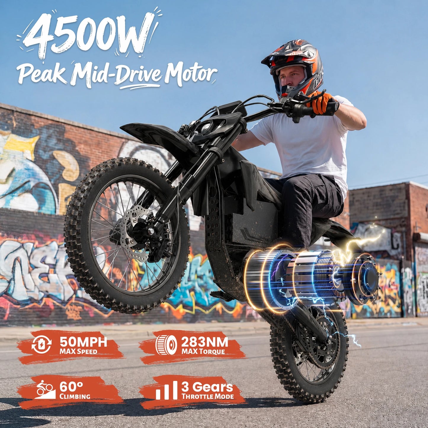 QRONGE X1 Spark L Electric Dirt Bike, 4500W Peak Electric Bicycle