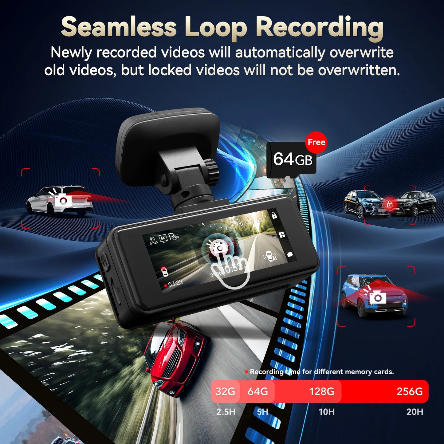 REDTIGER A8 4K Dual Dash Cam Front And Rear Car Camera