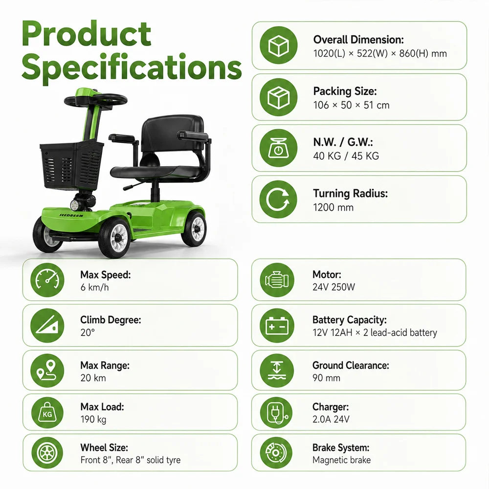 SEEDREAM Mobility Scooters for Seniors