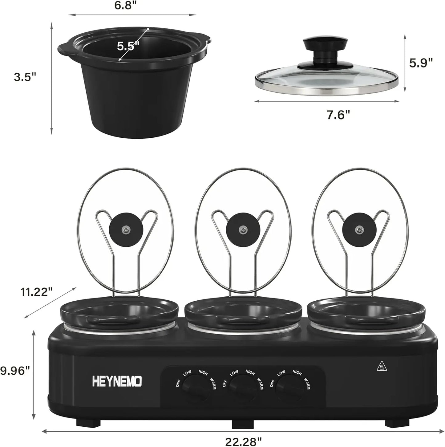 HEYNEMO Triple Slow Cooker