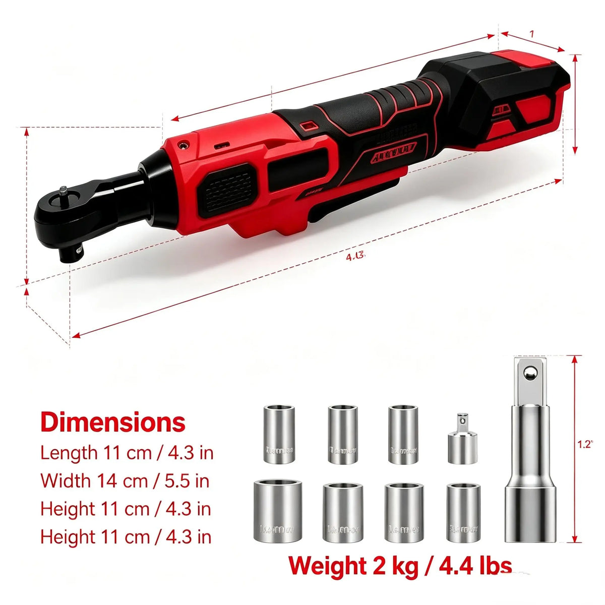 For MiWQ 18V Battery Electric Ratchet Wrench 3/8" Cordless Drive