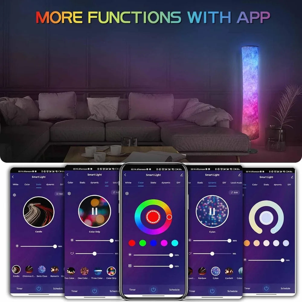 Modern Floor Lamp, RGB Color Changing Led Smart Lamp w/ Alexa APP Control