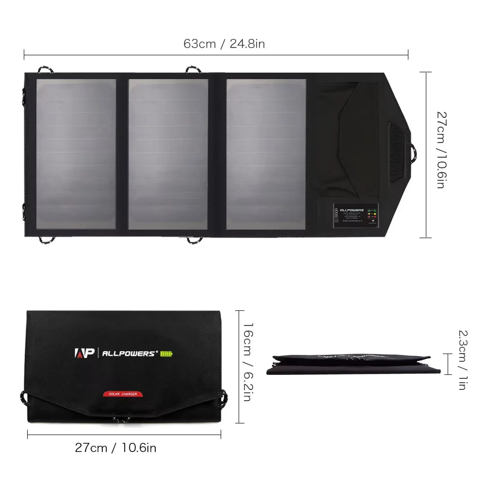 ALLPOWERS Foldable Solar Panel 5V 21W Portable Solar Charger