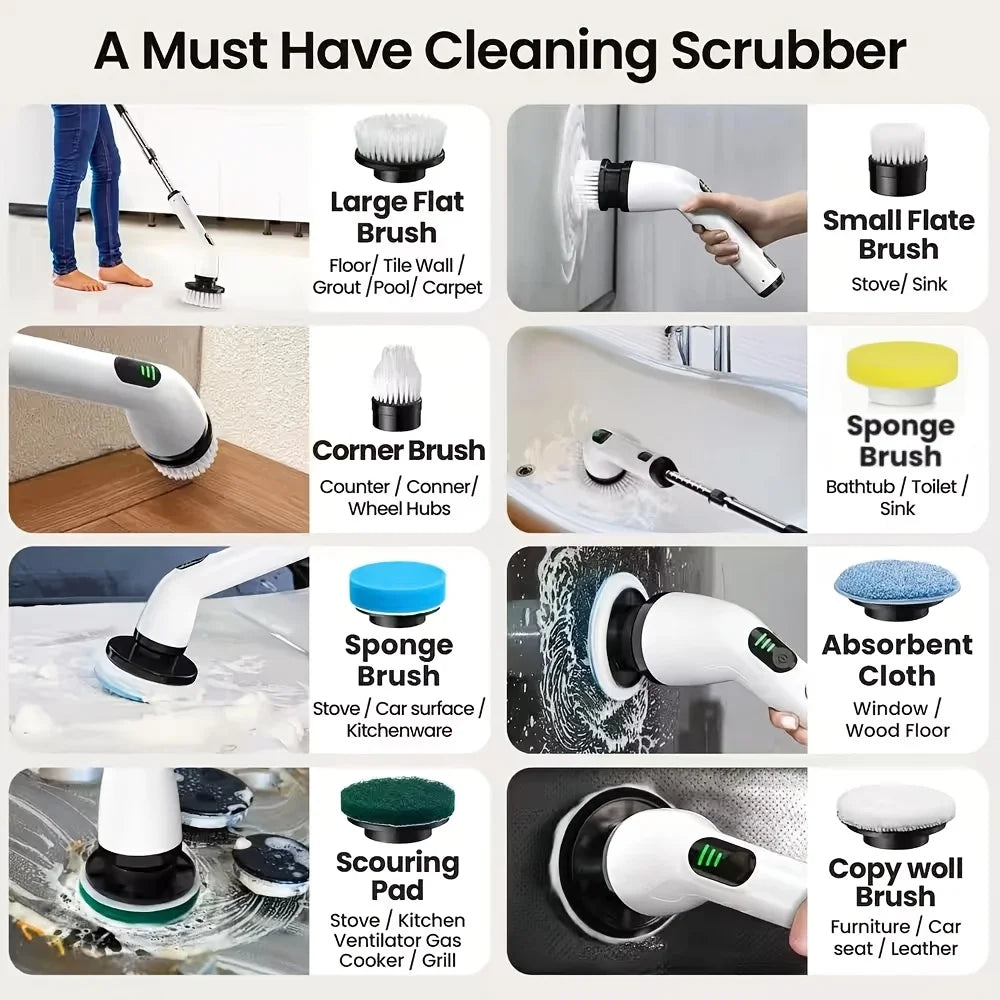 DIAMRI 9-in-1 USB Rechargeable Electric Cleaning Brush