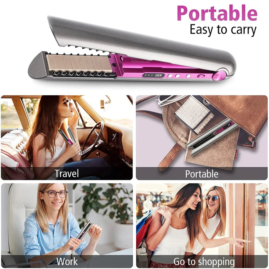 Wireless Hair Straightener Mini Flat Iron USB