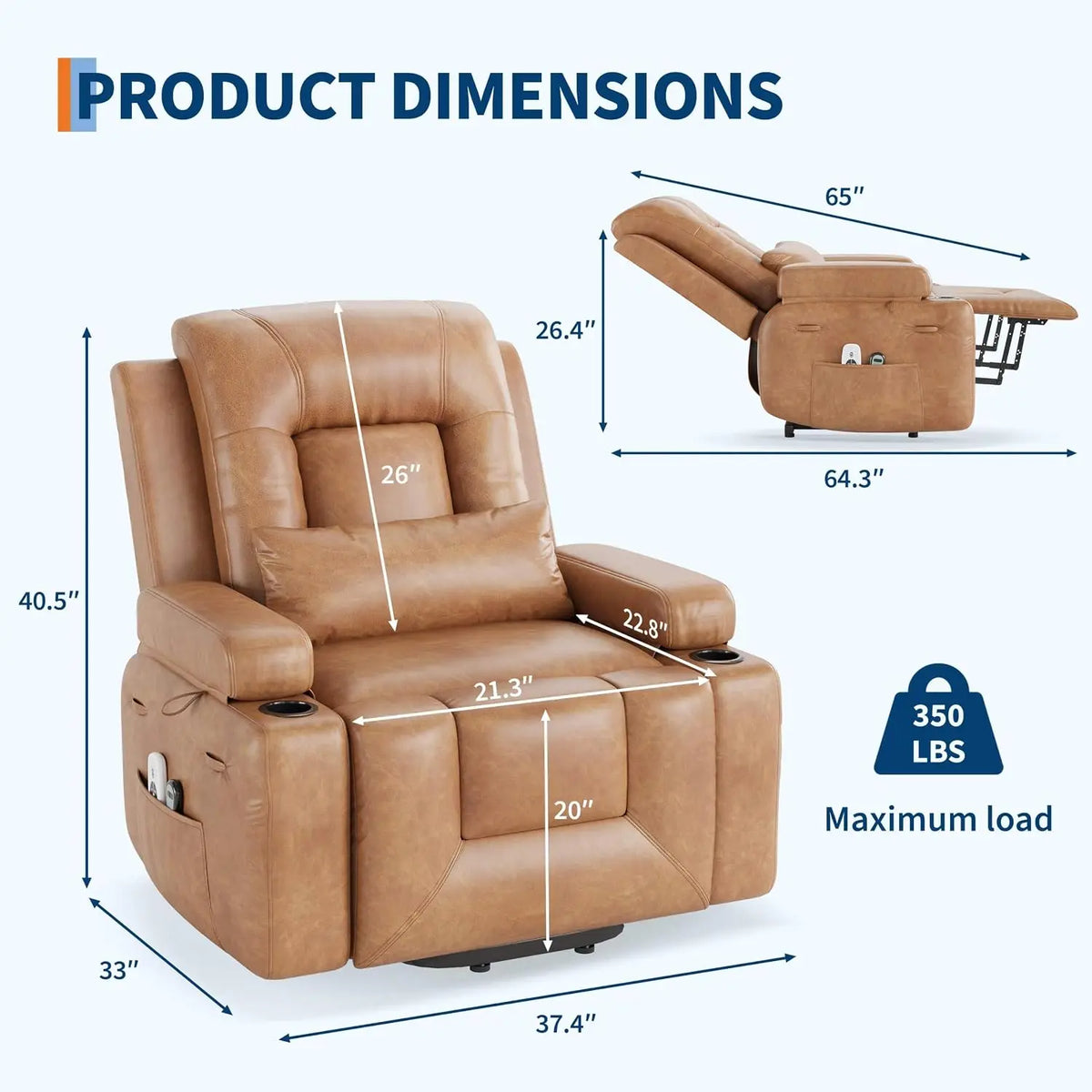 TWISTER.CK Electric Power Lift Recliner Chair with Heat & Massage