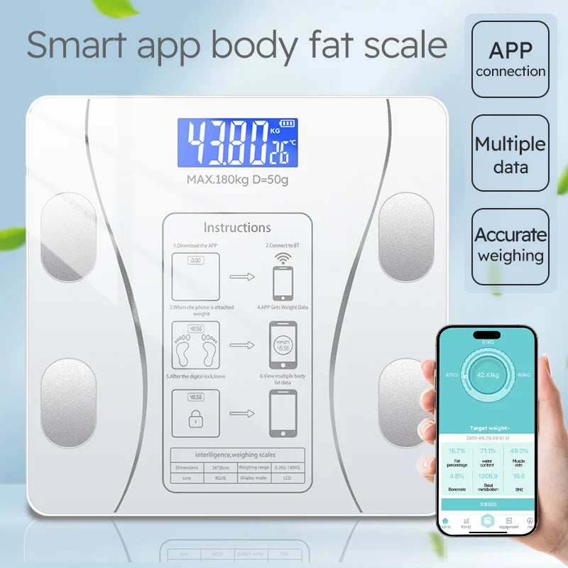 Smart Body Fat Scale Wireless LED Digital Bathroom Scale