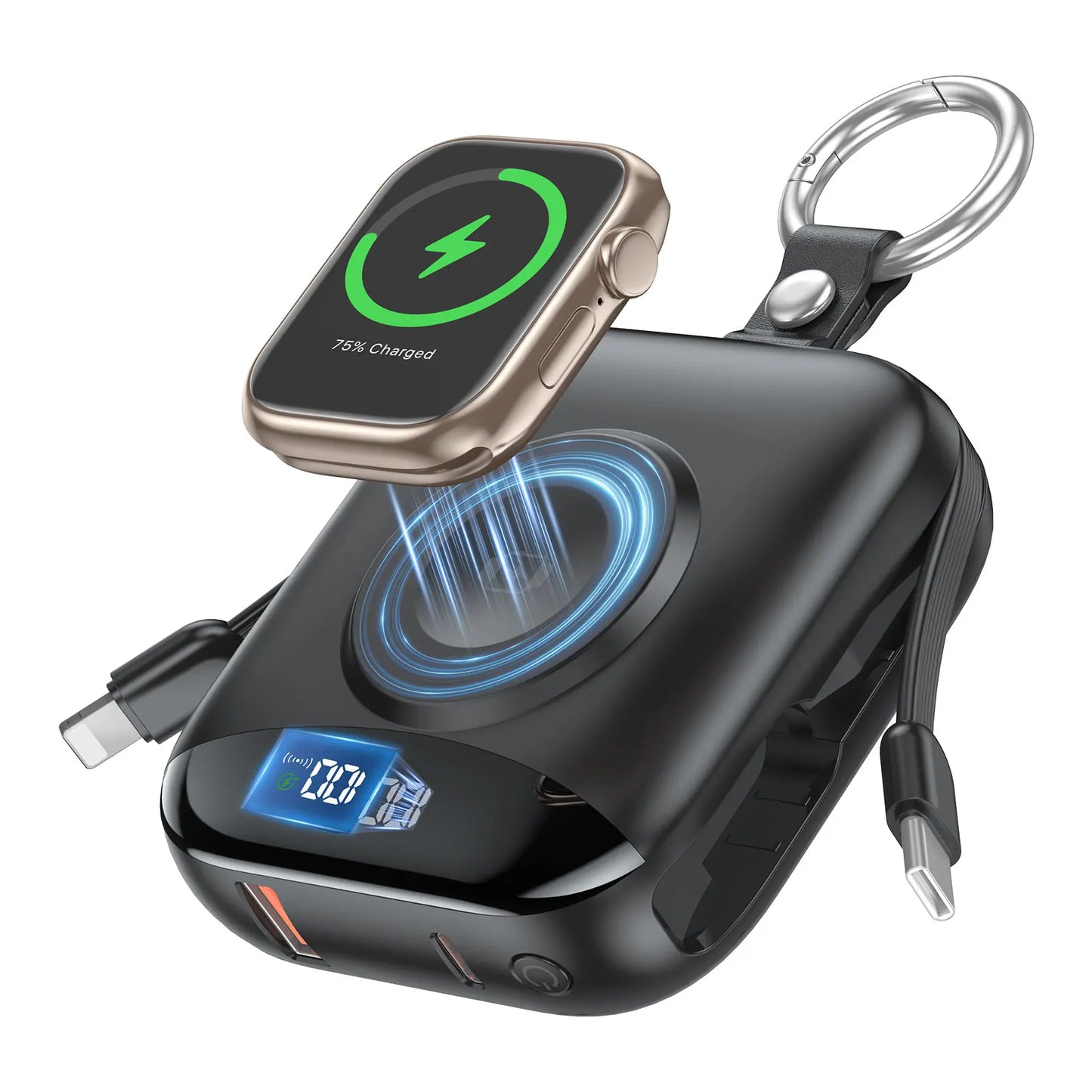 10000mAh 22.5W Fast Charging Power Bank with Built-in Cables