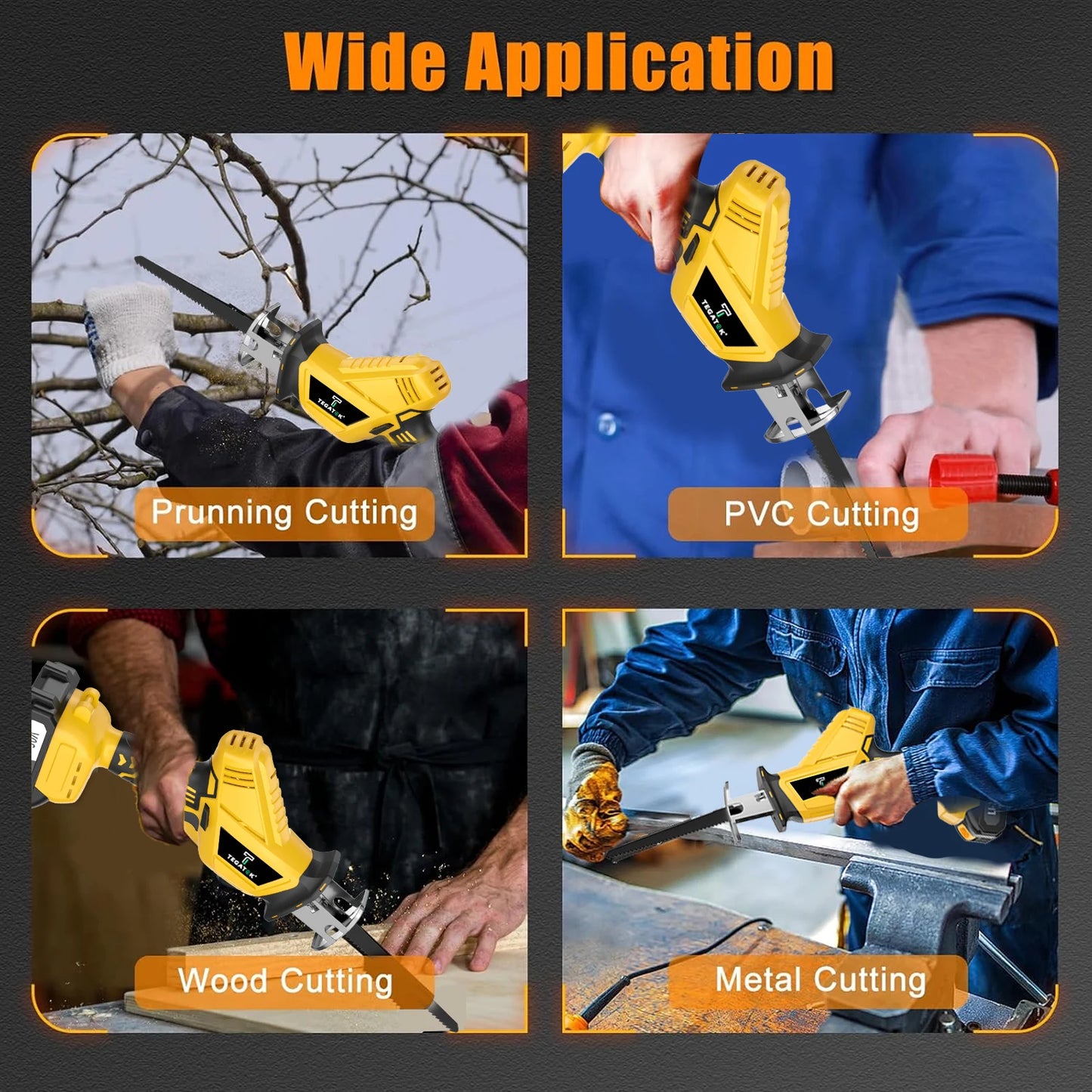 TEGATOK Cordless Reciprocating Saw Knife Saw Cutting Tool