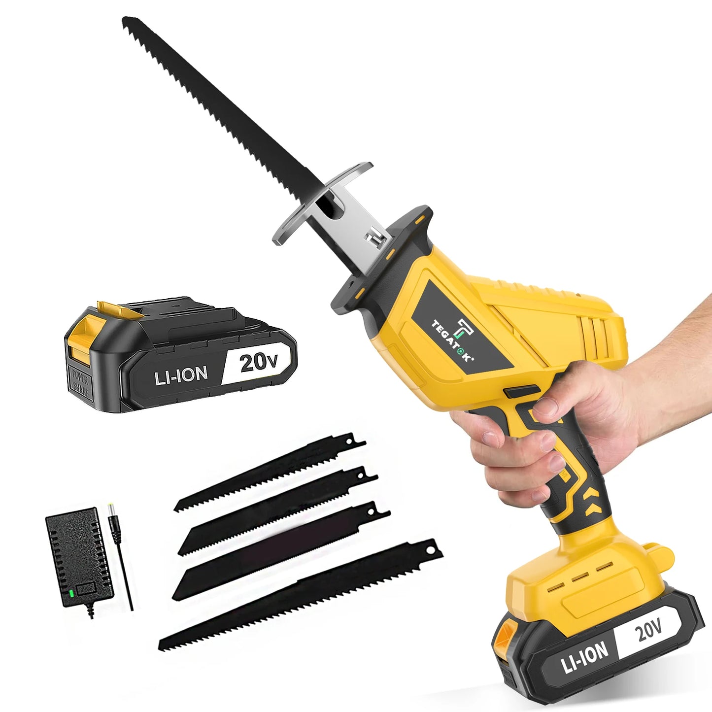 TEGATOK Cordless Reciprocating Saw Knife Saw Cutting Tool