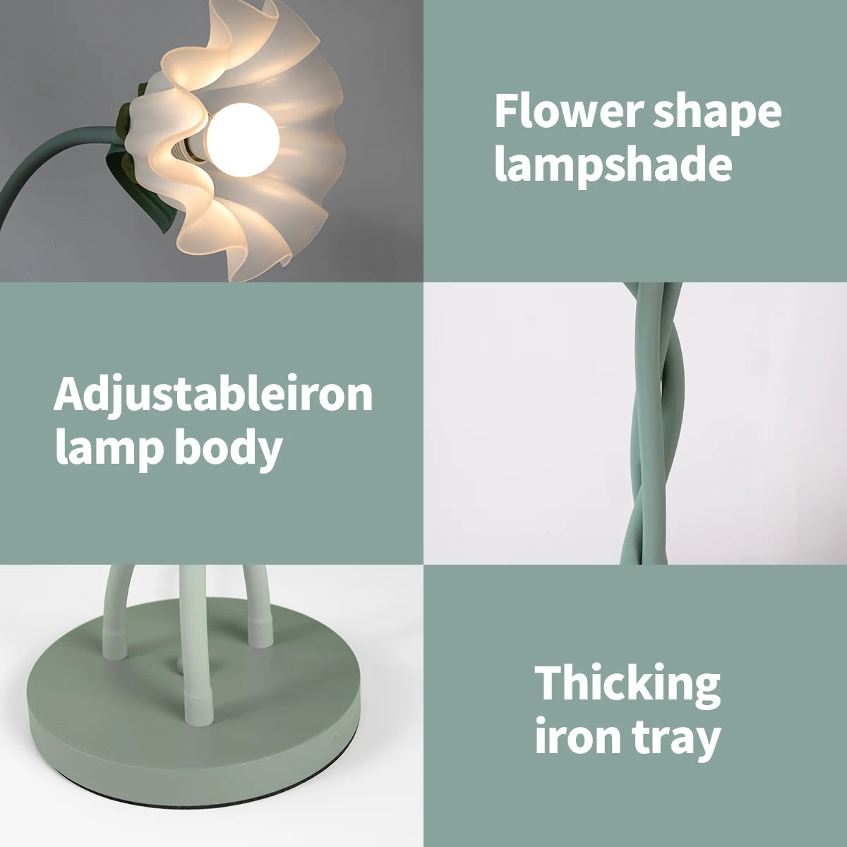 Retro 3-Head Flower Floor Lamp, Contains Bulb, 3-Color Dimmable,