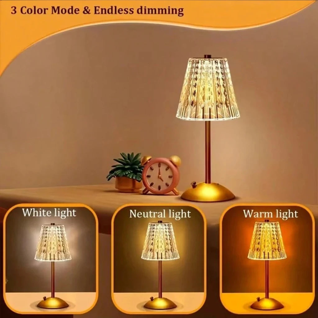 1/2 pcs Rechargeable Crystal Table Lamp with Touch Dimmable