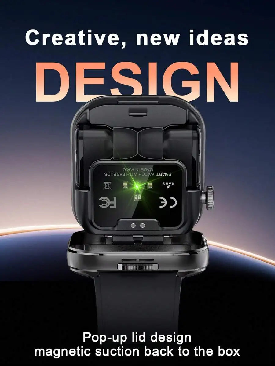 2-In-1 Smartwatch With Built-In Earbuds For Women Men