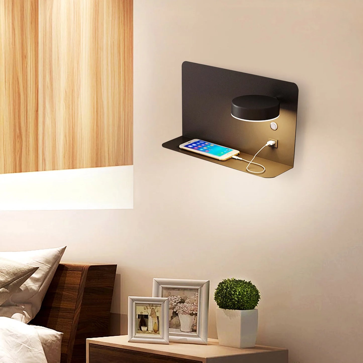 110V Left/Right LED Wall Lamp Black Bedside Reading Light