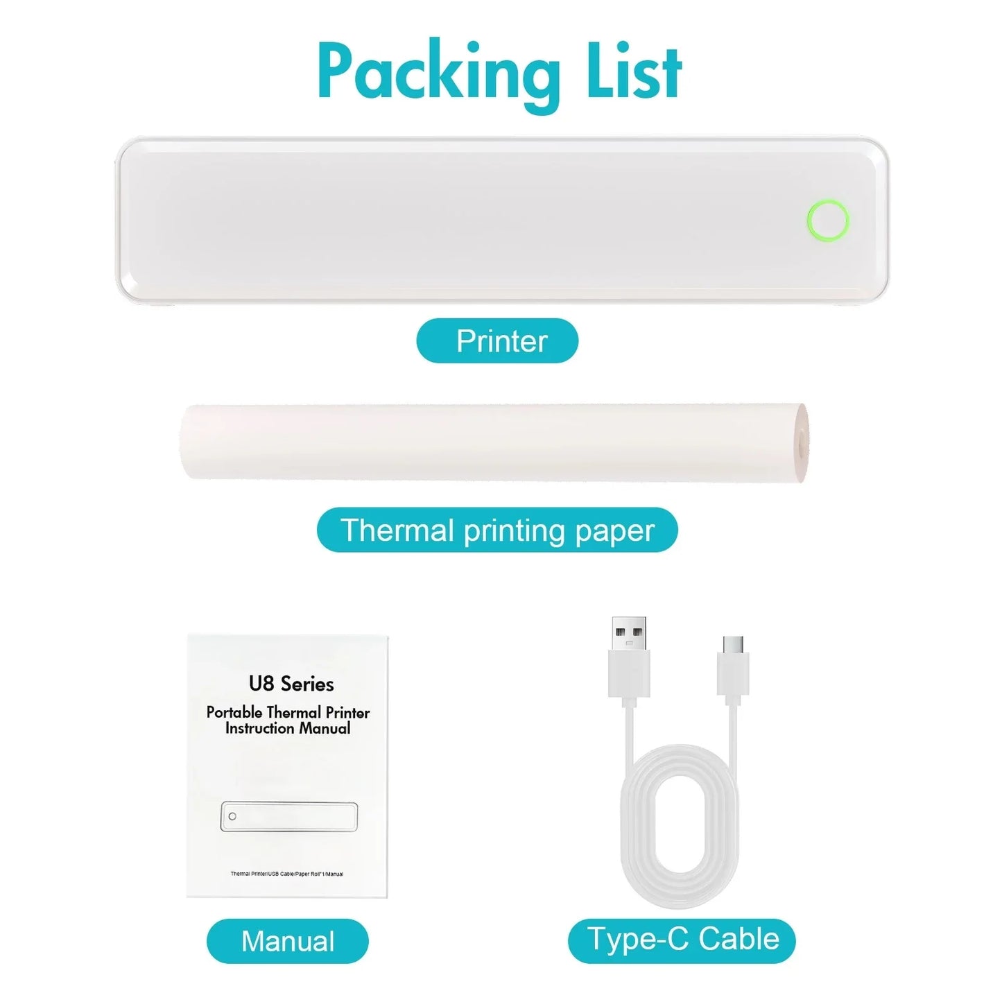 Portable Printers Wireless Inkless Thermal