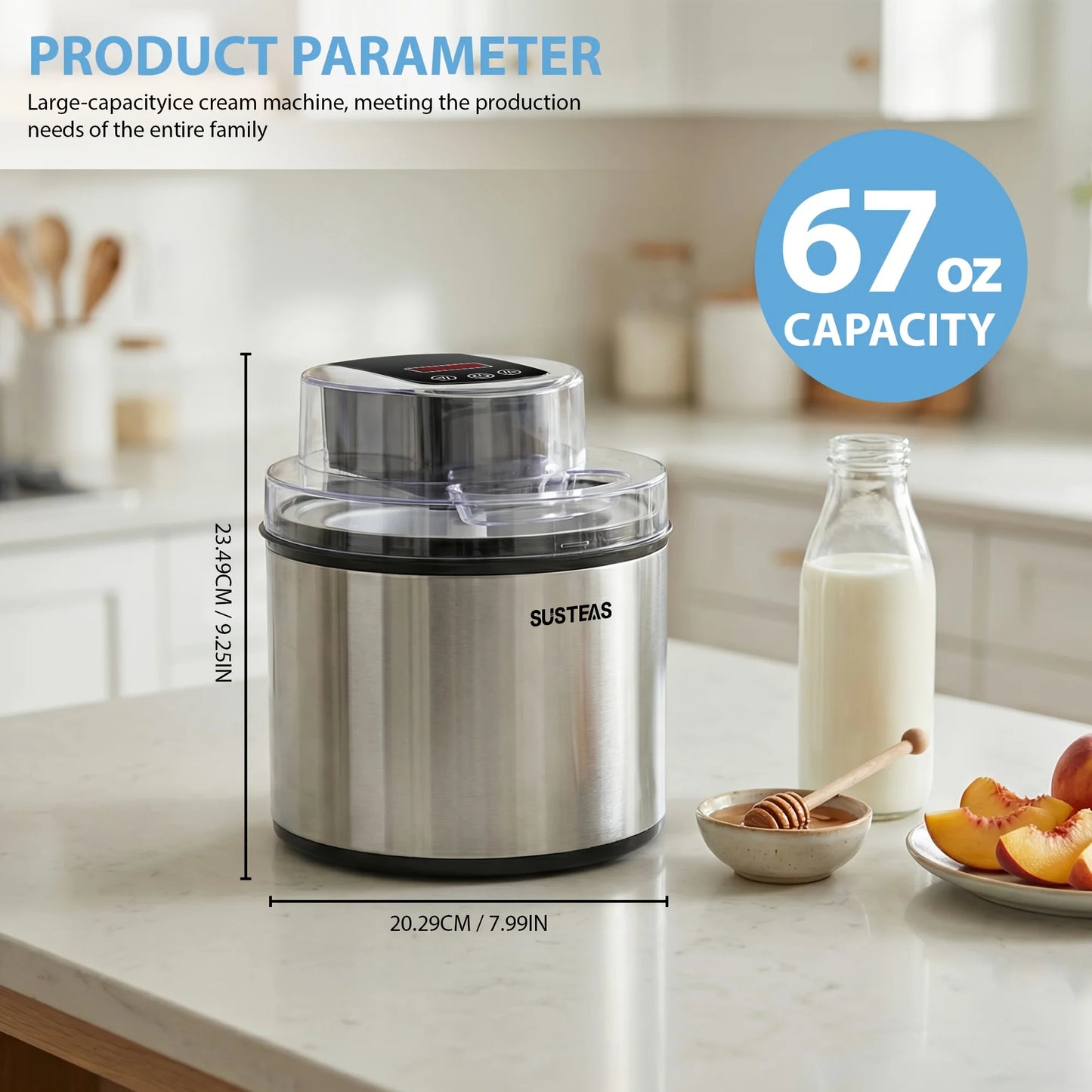 SUSTEAS 2-liter Large-capacity Electric Ice Cream Maker