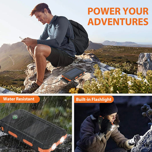 20000mAh Solar Power Bank Portable Solar Charger Waterproof