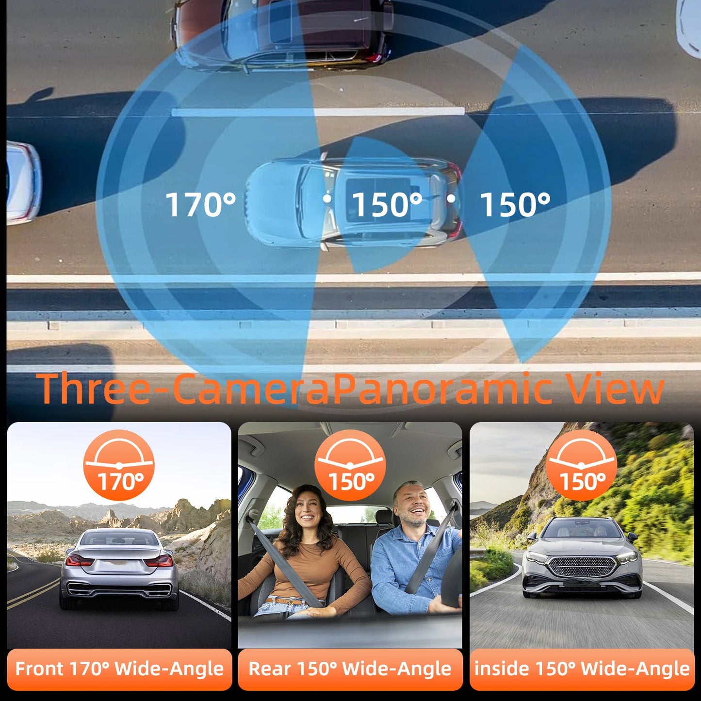 MUÜBAER Dash Cam for Cars 3 Channel Car DVR 4K Camera