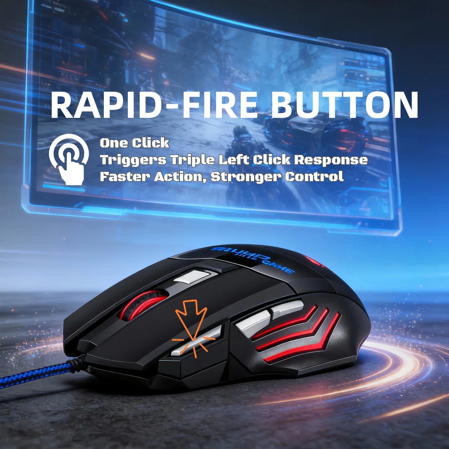 T-WOLF Wired RGB Gaming Mouse 6 Button Optical Adjustable DPI