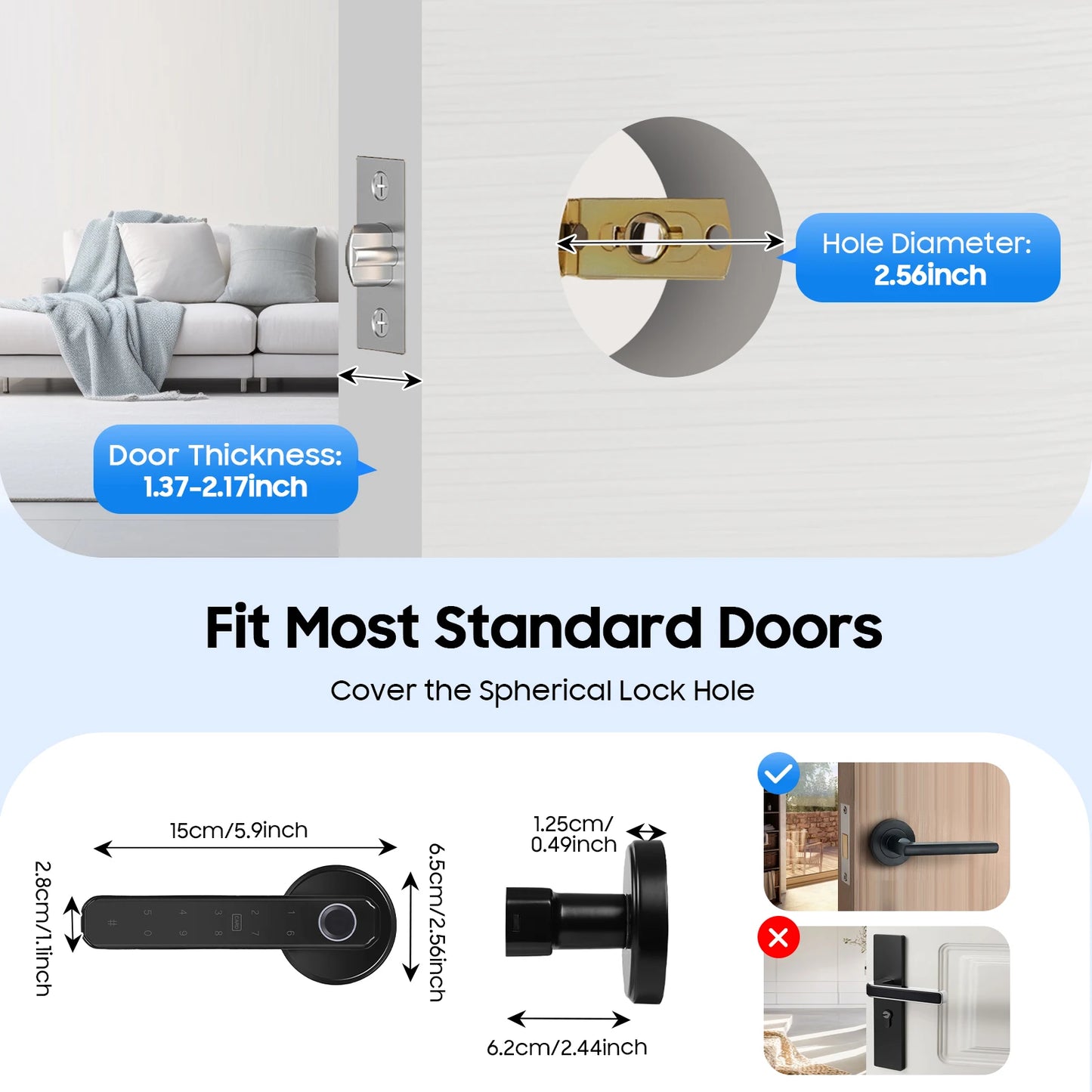 Smart Door Handle Lock Fingerprint Password