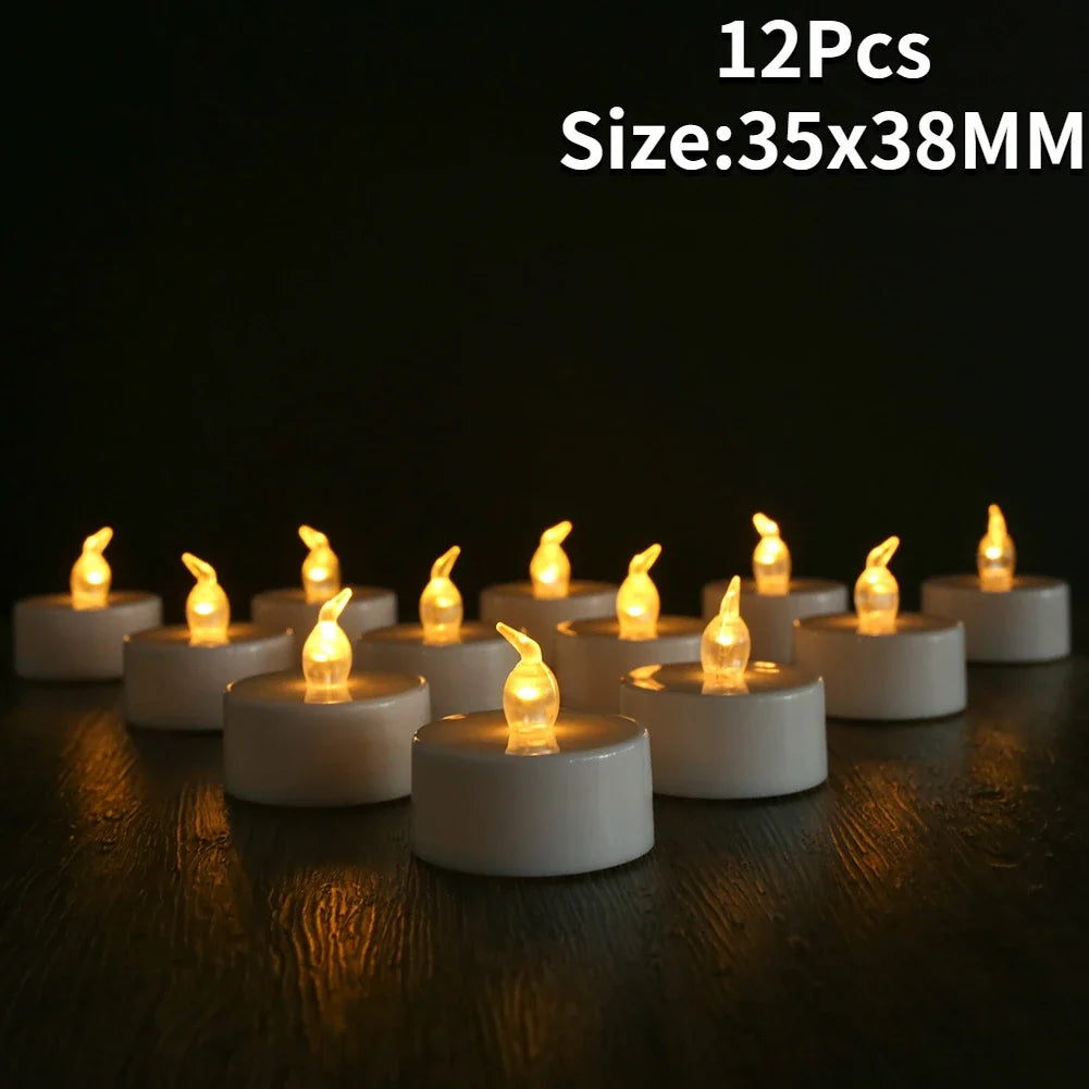 Yeahmart 12/24Pcs Flickering LED Candles Electric Flameless